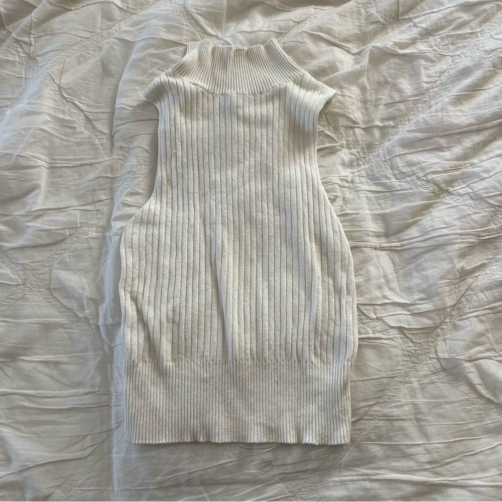 Target Wild Fable Ribbed Ivory Off White Sleeveless Mock Neck